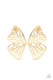 Butterfly Frills - Gold Earrings Paparazzi Accessories