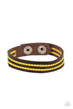 Show The Way - Yellow Brown Leather Urban Bracelet Paparrazi Accessories