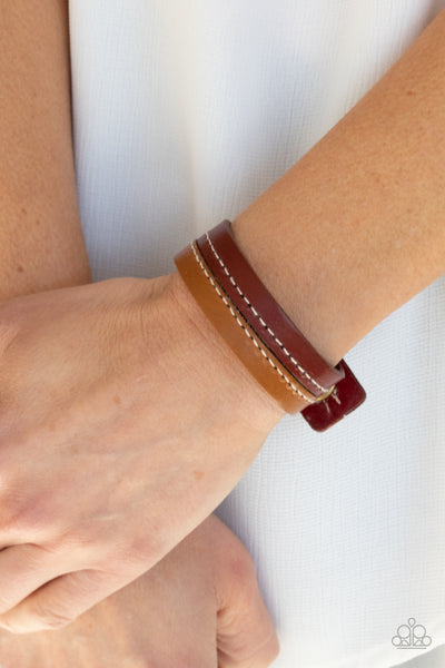 Simply Safari - Brown Wine Leather Bracelet Paparazzi Accessories