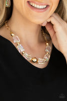 Iridescently Ice Queen - Gold Necklace Paparrazi Accessories