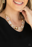 Iridescently Ice Queen - Gold Necklace Paparrazi Accessories