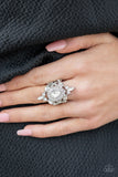 Mega Stardom - White Bling Ring Paparrazi Accessories