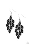 Flamboyant Foliage - Black Silver earrings Paparrazi Accessories