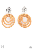 Whimsically Wicker - Brown Tan Clip-on Earrings Paparrazi Accessories