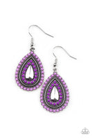 Beaded Bonanza - Purple Teardrop Earrings Paparrazi Accessories