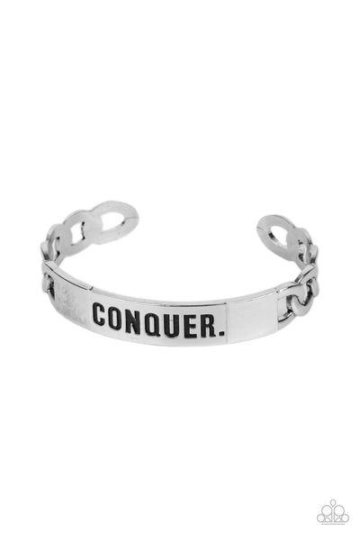 Conquer Your Fears - Silver Cuff Bracelet Paparazzi Accessories