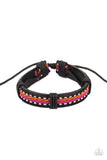 Forging a Trail - Orange Pink Black Leather Bracelet Paparrazi Accessories