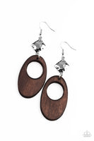 Retro Reveal - Brown Wood Earrings Paparazzi Accessories