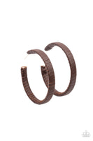 Leather-Clad Legend - Brown Hoop Earrings Paparazzi Accessories