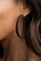 Leather-Clad Legend - Brown Hoop Earrings Paparazzi Accessories