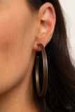 Fearless Flavor Brass Brown Leather Hoop Earrings Paparazzi