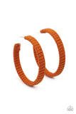 Suede Parade - Orange Hoops Earrings Paparazzi Accessories