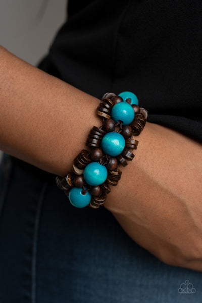 Tropical Temptations - Blue Wood Bracelet Paparrazi Accessories