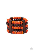 Caribbean Catwalk - Orange Wooden Bracelet Paparrazi Accessories