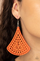 FAN to FAN - Orange Wooden Earrings Paparrazi Accessories