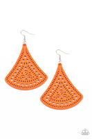 FAN to FAN - Orange Wooden Earrings Paparrazi Accessories