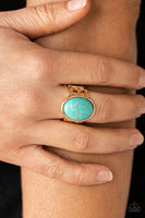 Divine Deserts - Gold Turquoise Ring Paparazzi Accessories