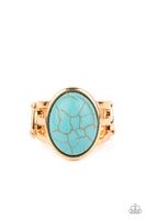 Divine Deserts - Gold Turquoise Ring Paparazzi Accessories