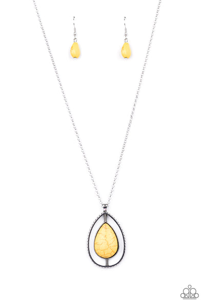 Here Today, PATAGONIA Tomorrow - Yellow Necklace Paparazzi Accessories