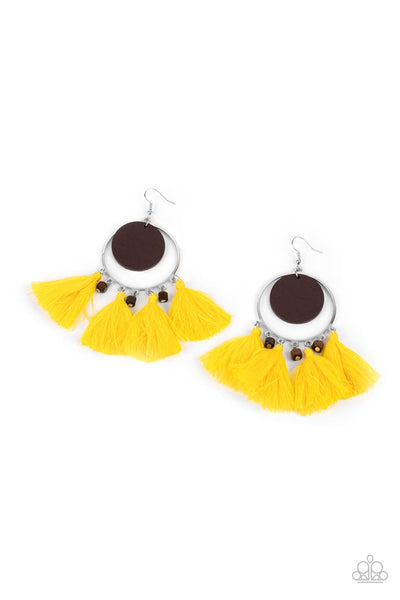 Yacht Bait Yellow Brown Earrings Paparrazi Accessories