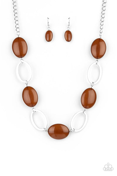 Beachside Boardwalk - Brown Necklace Paparazzi Accessories