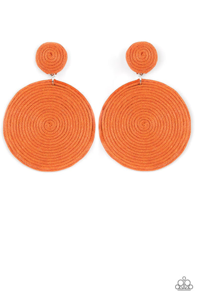 Circulate The Room - Orange Earrings Paparazzi Accessories