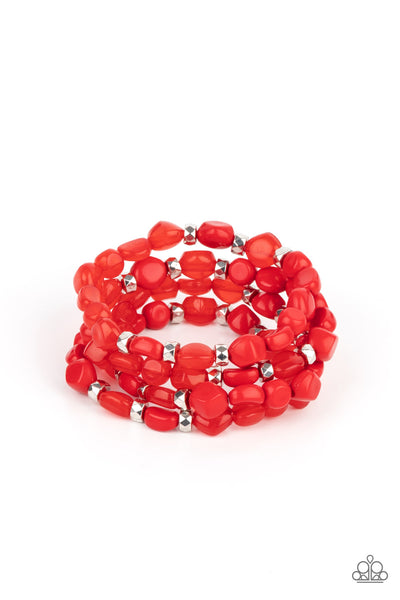 Nice GLOWING! Red Silver Bracelets Paparazzi Accessories