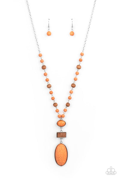 Naturally Essential - Orange Wood Necklace Paparazzi Accessories