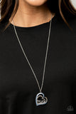 A Mothers Heart - Blue Bling long mom necklace Paparrazi Accessories