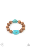 Abundantly Artisan Blue Brown Wood Bracelet Paparazzi Accessories