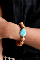 Abundantly Artisan Blue Brown Wood Bracelet Paparazzi Accessories