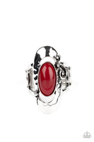 Garden Oasis Dark Red Silver Ring Paparazzi