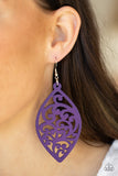 Coral Garden - Purple Wood Earrings Paparazzi Accessories