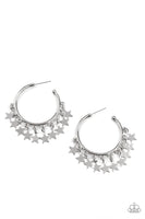 Happy Independence Day Silver Star Hoop Earrings Paparazzi Accessories