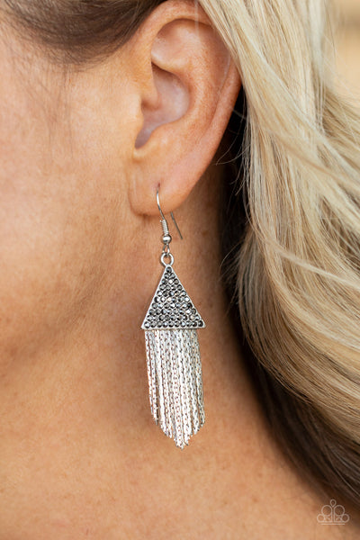 Pyramid SHEEN - Silver Earrings Paparrazi Accessories