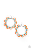 Groovy Gardens Blue Orange Floral Earrings Paparazzi Accessories