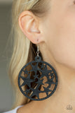 Cosmic Paradise Black Wooden Earrings Paparazzi Accessories