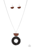 Homespun Stylist Black Brown Wood Necklace Paparazzi Accessories