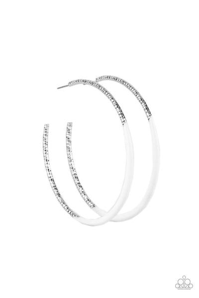 DIP, DIP, Hooray! - White Hoop Earrings Paparazzi Accessories