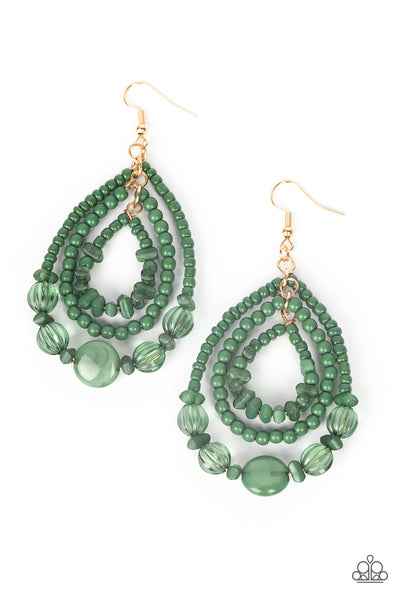 Prana Party Green Bead Earrings Paparazzi Accessories