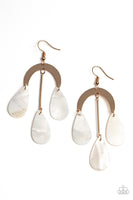 Atlantis Ambience Gold White Shell Earrings Paparazzi