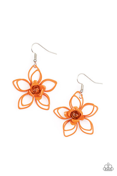 Botanical Bonanza Orange Flower Earrings Paparazzi Accessories