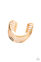 Tantalizingly Tiered - Gold Cuff Bracelet Paparazzi Accessories