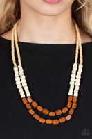 Bermuda Bellhop Brown Tan Wooden Necklace Paparazzi Accessories