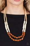 Bermuda Bellhop Brown Tan Wooden Necklace Paparazzi Accessories