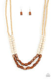 Bermuda Bellhop Brown Tan Wooden Necklace Paparazzi Accessories