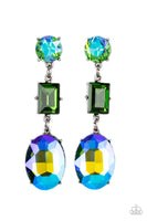 Extra Envious - Green Emerald Blue  Earrings Paparazzi