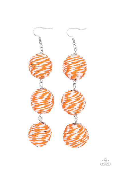 Laguna Lanterns Orange White Earrings Paparazzi Accessories