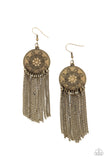 Fringe Control - Brass Fringe Earrings Paparazzi Accessories