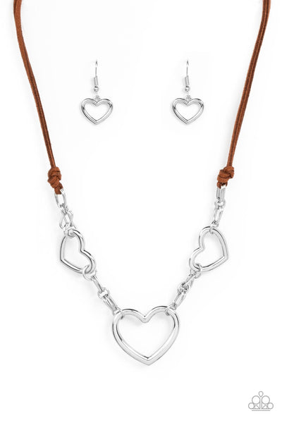 Fashionable Flirt Brown Heart Necklace Paparazzi Accessories